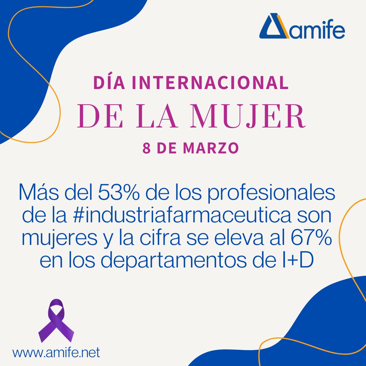 💜💜💜 Nos sumamos al Día Internacional de la #Mujer donde tiene un papel determinante y de liderazgo en la #medicinafarmaceutica.
amife.net 
#amifeinnovacion #amifediscusion #amifeformacion