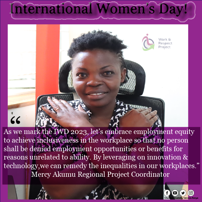 As we mark the #IWD2023, let’s embrace employment equity to achieve inclusiveness in the workplace so that no person shall be denied employment opportunities or benefits for reasons unrelated to ability. By leveraging on innovation&amp; technology, " <a href="/mercy_akumu/">mercy akumu</a> @lilianefonds