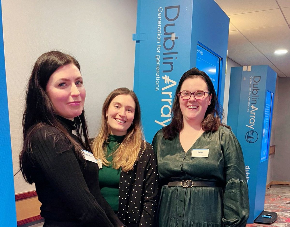 Happy International Women's Day from Dublin Array. Here's Emma, Ciara and Eda taken last night - half of the women based full-time in the Dún Laoghaire office. Our office is growing and great to see more #WomenInRenewables #IWD2023