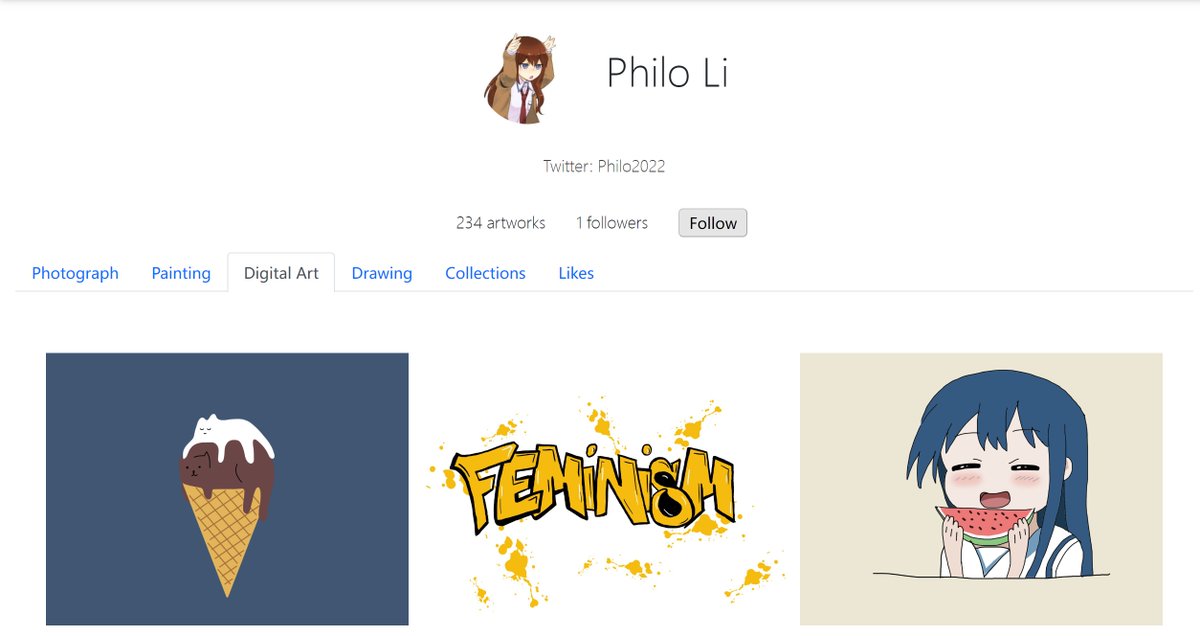 Philo2022's tweet photo. PhiloArt 1.0 终于上线啦！这是一个展示、分类管理和分享你的艺术作品的平台，可以以多种CC协议分享作品，本站一切为了创作者和作品服务，是一个数字展馆，也是艺术版的 Instagram��PhiloArt, 意为爱艺术。

重磅福利：我上传的200多幅摄影绘画作品均可免费下载和使用（非商用）欢迎大家来参观体验！ https://t.co/J69rDUOn9Y