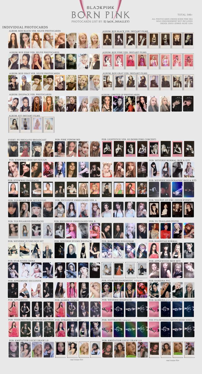 24_365alley's tweet photo. BLACKPINK BORN PINK
COMPLETE PHOTOCARD LIST / TEMPLATE OT4 ✨
album, pre-order benefit, event and merch

final update for born pink (end of an era)⚠️
estimated total: 546+
hd🔗: https://t.co/6DAzV0NswI

happy collecting! 🤍

🏷️ jisoo jennie lisa rosé 블랙핑크 포카리스트 포카 https://t.co/3nY48atFPq