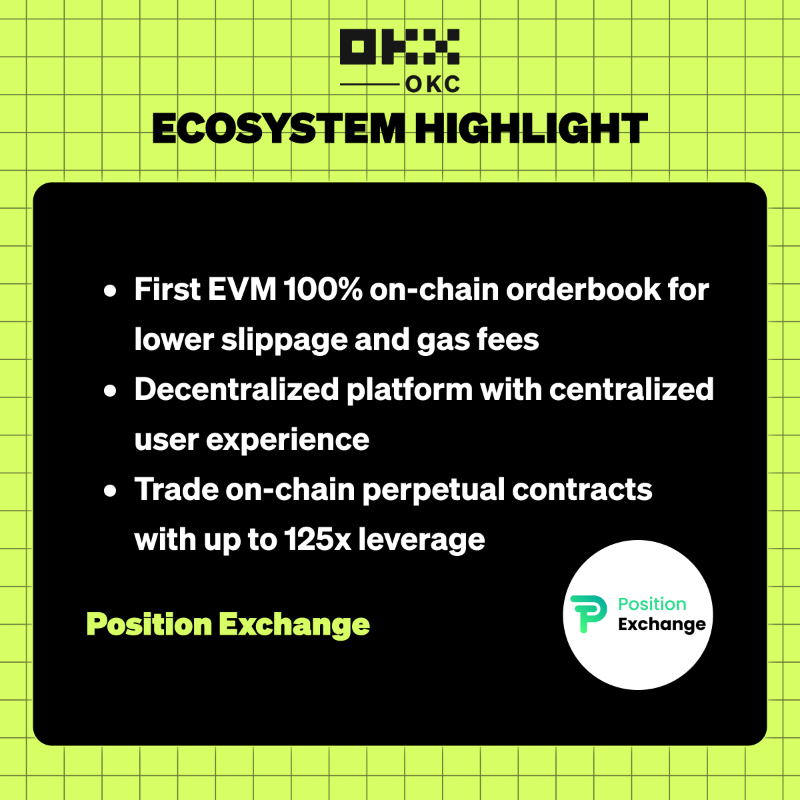 OKCNetwork's tweet photo. New integration 👉 @PositionEx

Decentralized trading &amp; exchange platform designed to provide a transparent, trustless, and fully on-chain trading platform. 

👇