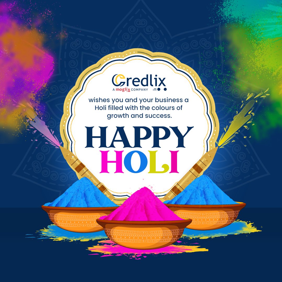 With the vibrant colours of growth and splashes of success Credlix wishes you and your business a very Happy Holi.

#CredlixHaiNa #Credlix #Moglix #business #growth #success  #msme #msmeindia #digital #supplychainfinance #supplychain #finance #india #Holi #HoliFestival2023