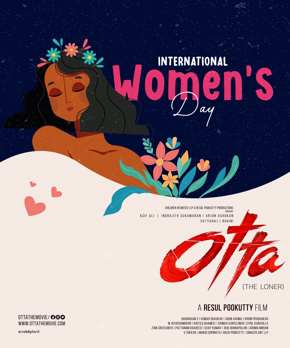 Otta The Movie (@ottathemovie) on Twitter photo Happy International Women's Day to all the women who have made a positive impact in our lives.
From Team @Ottathemovie
<a href="/resulp/">resul pookutty</a> #AsifAli <a href="/Indrajith_S/">Indrajith Sukumaran</a> #Sathyaraj <a href="/Rohinimolleti/">Rohini Molleti</a> <a href="/divyadutta25/">Divya Dutta</a> <a href="/_AdilHussain/">Adil hussain</a> <a href="/childrenrullp/">Children Reunited LLP</a> <a href="/mamtamohan/">Mamta Mohandas</a> #snakeplant Happy International Women's Day to all the women who have made a positive impact in our lives.
From Team @Ottathemovie
<a href="/resulp/">resul pookutty</a> #AsifAli <a href="/Indrajith_S/">Indrajith Sukumaran</a> #Sathyaraj <a href="/Rohinimolleti/">Rohini Molleti</a> <a href="/divyadutta25/">Divya Dutta</a> <a href="/_AdilHussain/">Adil hussain</a> <a href="/childrenrullp/">Children Reunited LLP</a> <a href="/mamtamohan/">Mamta Mohandas</a> #snakeplant
