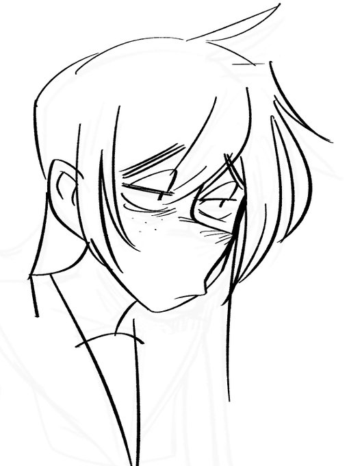 この角度の顔が難しいことに気づいたマン 