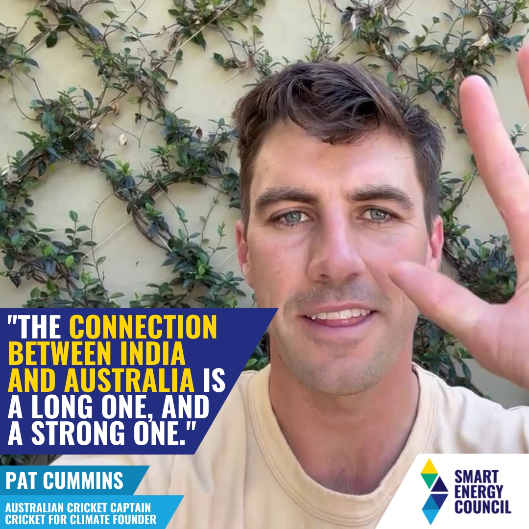 The Smart Energy Council is proud to partner with Cricket for Climate on Day One of the Fourth Test. 

We join founder Pat Cummins in his advocacy for achieving our climate targets. 

WATCH: vimeo.com/805348495/cc41…

#SmartEnergyIndia