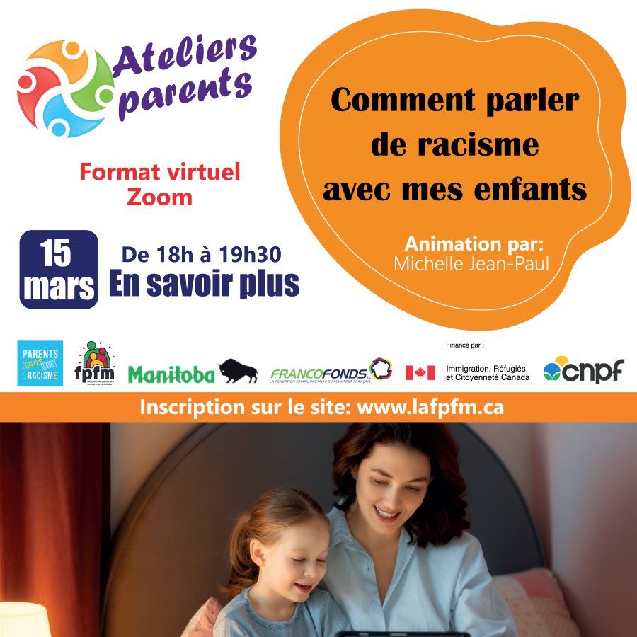 J’offre un atelier pour des parents qui aimeraient apprendre comment parler de racisme avec leurs enfants. Peu importe si vous êtes racisés ou non, c’est important de savoir comment vous exprimer dans des circonstances difficiles! lafpfm.ca/event-details/…