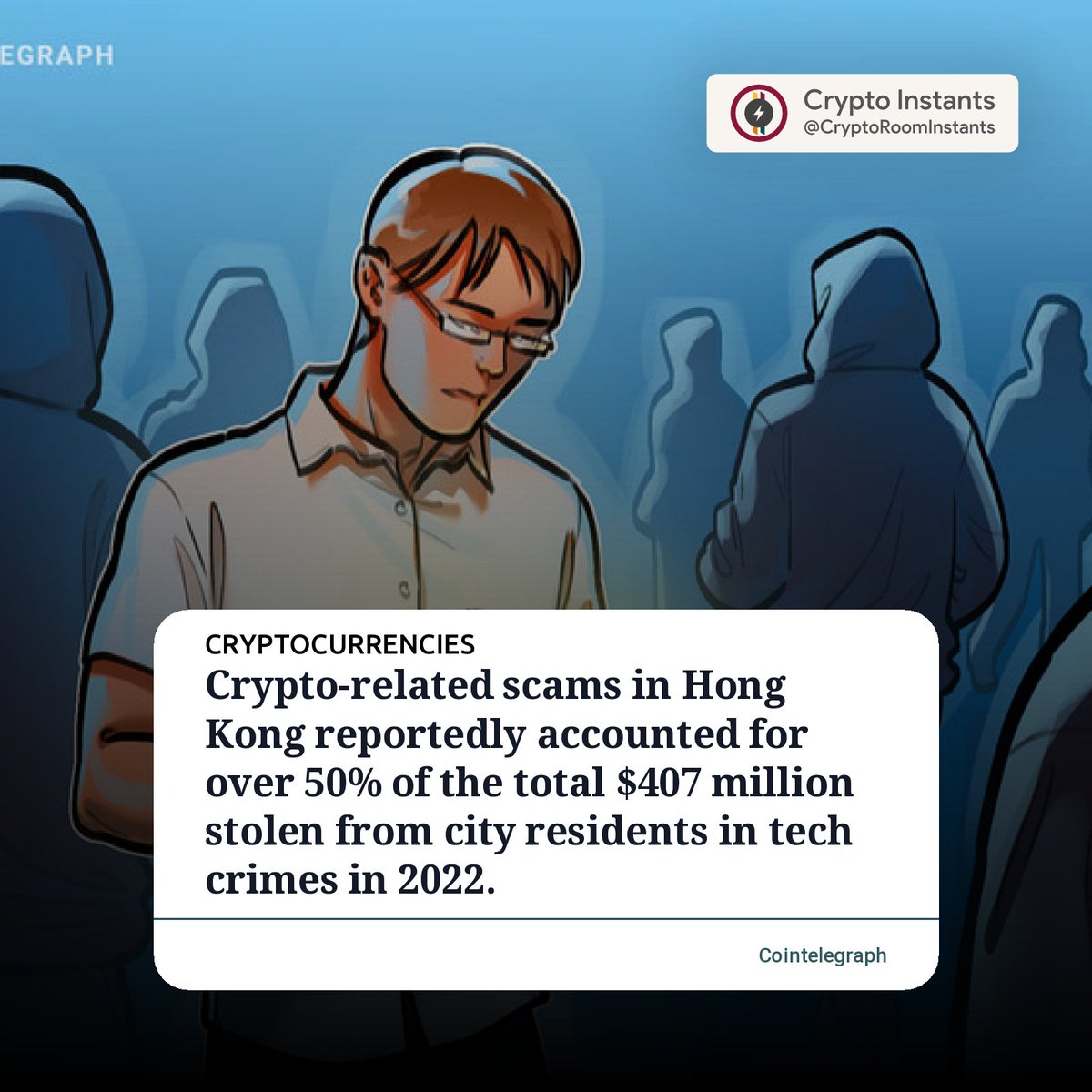 CMNisal's tweet image. "Yikes! Be aware &amp;amp; stay alert crypto fam 📢 🇭🇰 Hong Kong's crypto-related scams accounted for over 50% of the total $407 million stolen from tech crimes in 2022. #CryptoScams #CryptoAwareness #StayingAlert

⚡️ Join CryptoRoomInstants.t.me

🔗 Source - cointelegraph.com/news/hong-kong…