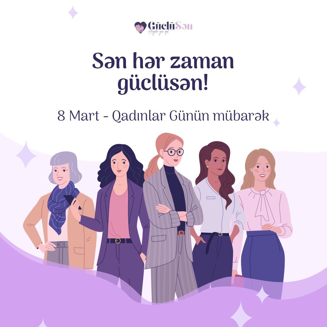 Əziz qadınlar, özünəməxsusluğunuzla həyatımıza rəng qatdığınız üçün təşəkkür edirik. Tək bu gün deyil, ilin hər günü sizə özəl və sizinlə gözəldir. Bayramınız mübarək! ✨