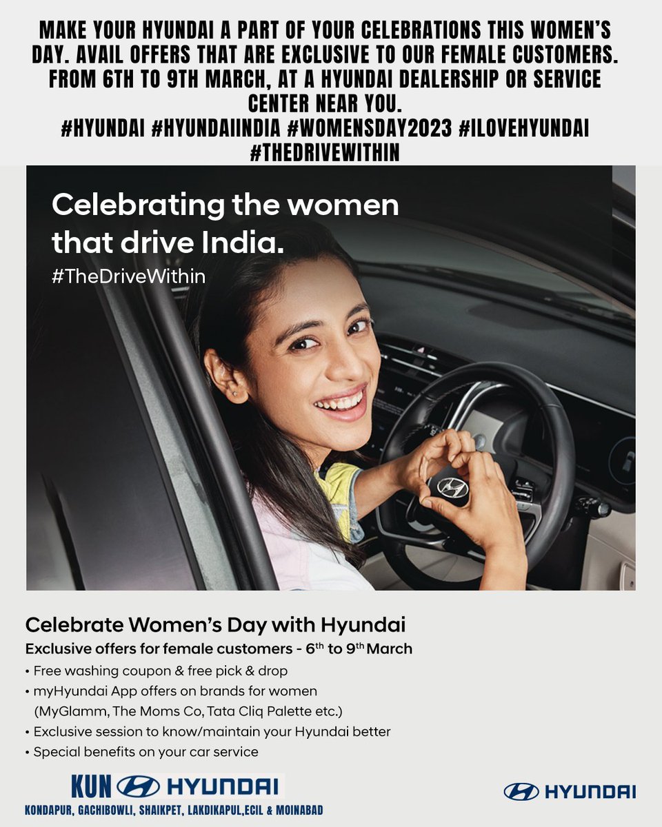 KunhyundaiH's tweet photo. Today, we not only celebrate the incredible achievements of women, but what propels them towards greatness too. This Women's Day, let us celebrate the incredible strength, resilience, and determination of women and continue to fuel #TheDriveWithin #HappyWomensDay #ILoveHyundai https://t.co/ynpIVtQiDO