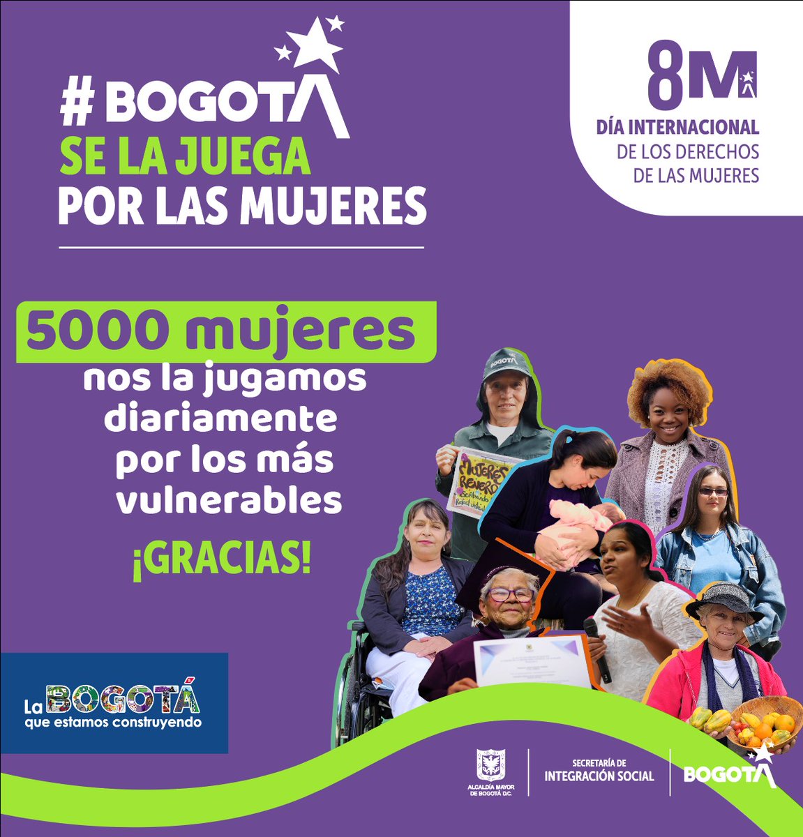 SdisCristobal's tweet photo. 💜¡Nuestro corazón late por la dignificación de las mujeres!💜

➡️Hoy y todos los días saludamos a nuestro equipo social de mujeres de Integración Social en #Bogotá🙋

#BogotáSeLaJuegaPorLasMujeres
#8M https://t.co/BLTzbFLPRP