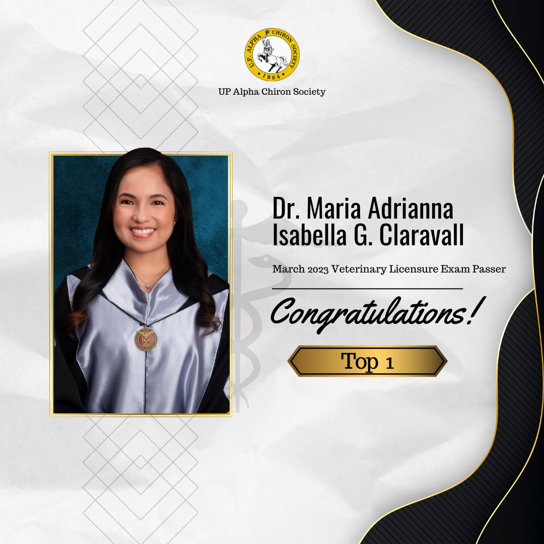 UPACStheBest's tweet photo. The UP Alpha Chiron Society congratulates its newly-licensed Chiron Doctors, who have all passed the March 2023 Veterinary Licensure Exam, with two of our members earning the TOP 1 and 5 spots, respectively. We are extremely proud of you. ๐๐ค
#UPACStheBest
#VLE2023 https://t.co/nnSPaenXNS