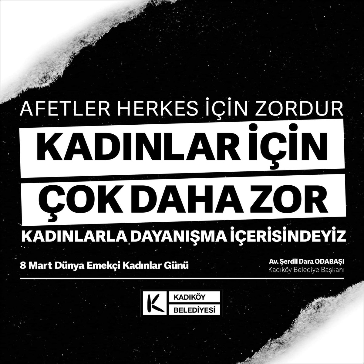 kadikoybelediye's tweet photo. Afetler herkes için zordur, kadınlar için çok daha zor. 

Kadınlarla dayanışma içerisindeyiz 💜

8 Mart Dünya Emekçi Kadınlar Günü kutlu olsun.

📌Afetten etkilenen kadınlar için ihtiyaç listesine görselden ulaşabilirsiniz. https://t.co/M8uBnCzo3M