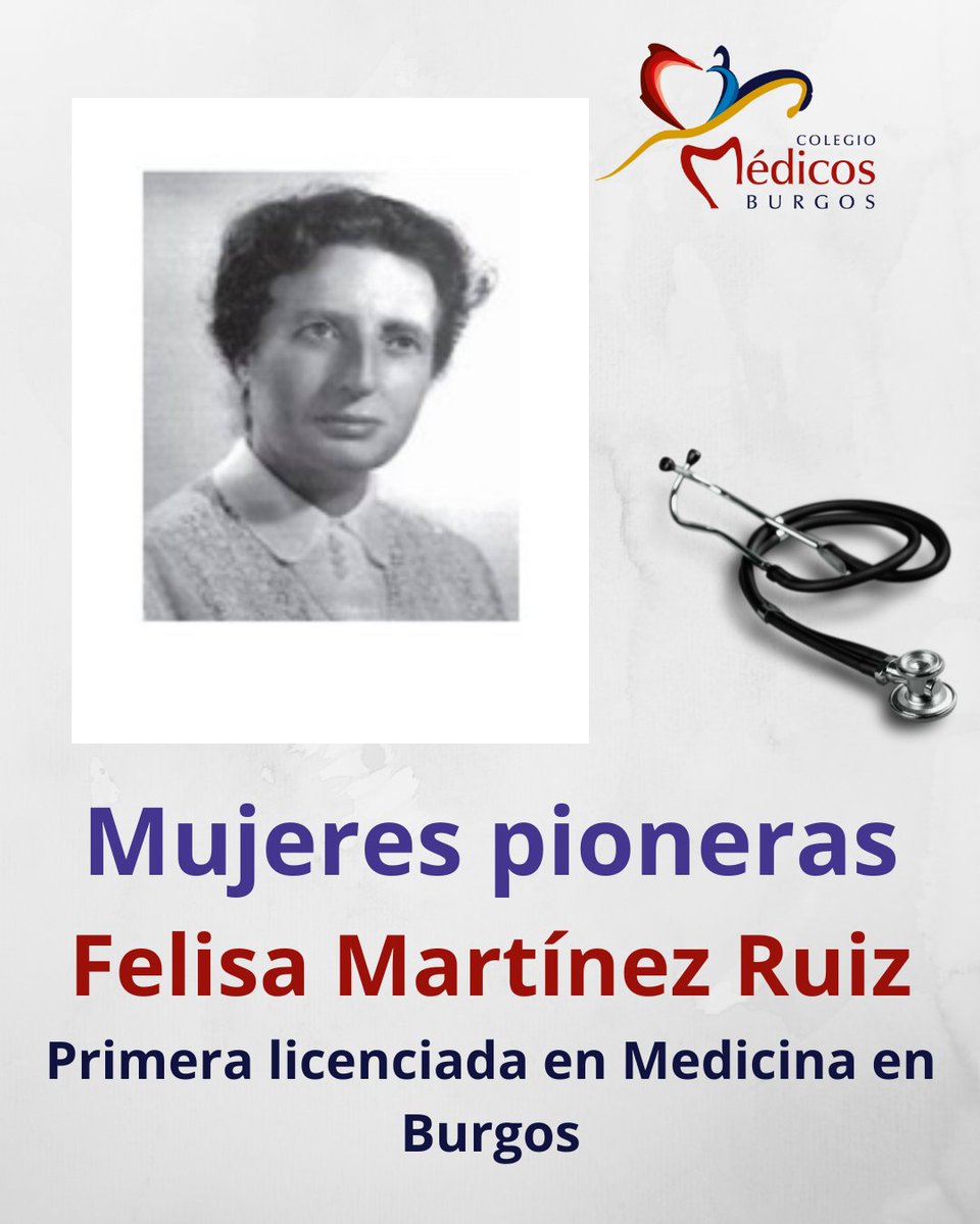 #DíaInternacionaldelaMujer #MujeryMedicina
¿Conoces el libro ‘#Mujeres Pioneras en la #Medicina Española’? ✍️

🔷En él se cuenta la historia de la primera mujer #médico en #Burgos: Felisa Martínez Ruiz, nacida en 1902 en Miraveche (Burgos)
