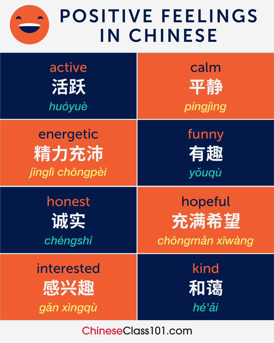 Learn Chinese on Twitter "Positive Feelings in