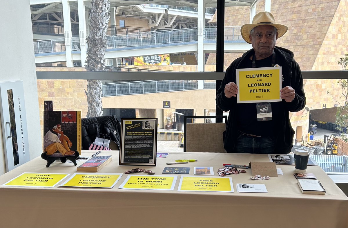 Many postcards to <a href="/Potus/">President Donald J. Trump</a> signed and so many activists calling on <a href="/JoeBiden/">Joe Biden</a> <a href="/WhiteHouse/">The White House</a> to #FreeLeonardPeltier #ExecutiveClemencyNow #AGM2023 <a href="/amnestyusa/">Amnesty International USA</a>