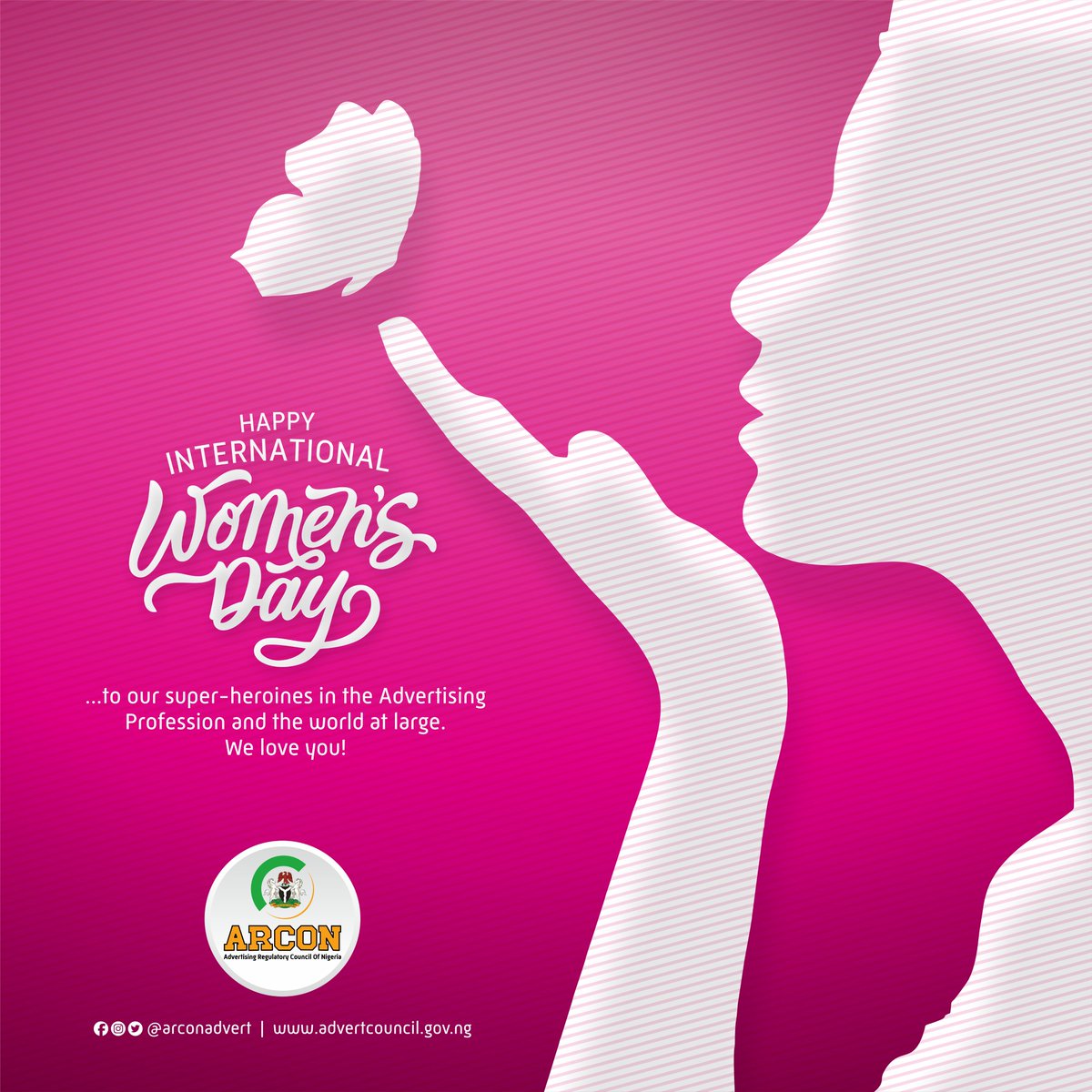 Today and always, we celebrate our super-heroines in the Advertising Profession and the world at large.

We love you!

Happy International Women's Day

#arconcares 
#advertisingregulator 
#AdvertisinginNigeria 
#IntegratedMarketingCommunications