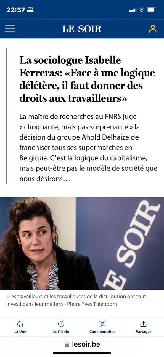 #Delhaize : quel choix de société ? Face à la logique extractive du capitalisme, plus de droits pour le travail.

Jour des droits des femmes. Courage ! Hommage aux caissières de supermarchés qui m’ont tout appris durant mon doctorat. 
#DemocratizingWork 

lesoir.be/499511/article…