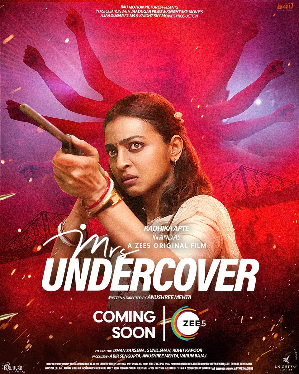 #MrsUndercover coming soon only on #ZEE5 #MrsUndercoverOnZEE5 @radhika_apte @vyas_sumeet #RajeshSharma @anushreeAmehta @AbirSenguptaa @vaarunbajaj @SunilOfficial #ishansaksena #rohitkapoor @ZEE5India @manish_kalra_ #jaadugarfilms #knightskymovies @B4UMotionPics @ZEE5Global