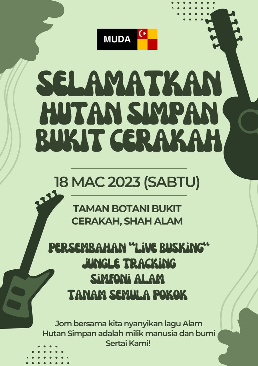 mudasepang's tweet photo. *SELAMATKAN HUTAN SIMPAN BUKIT CERAKAH*
*SAVE RESERVED FOREST OF BUKIT CERAKAH*
🌳🌳🌳🌳🌳🌳🌳🦚🦚🦚🦚🦚🦚🦚

🗓️ Date : 18 March 2023 (Saturday)
⏰ TIme : 8.00 am 
📍 Location : Taman Botani Bukit Cerakah, Shah Alam https://t.co/V0jgwlQdwt