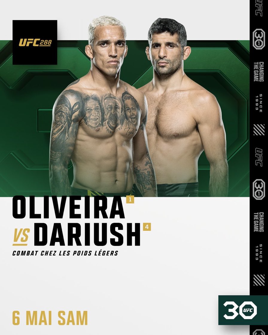 Charles oliveira vs Beneil Dariush . Vos pronostics ? #8mars #ufc #oliveira #dobronx #dariush #manif7mars #ChampionsLeague #CHEDOR