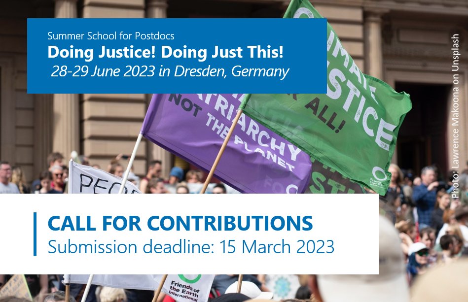 7 days left. Submit applications for @LeibnizWGL Summer School “Doing Justice! Doing Just This! Understanding justice in transdisciplinary and transformative research” (28–29.6.) by March 15th / leibniz-sustain.de/en/mainnavigat…
#CallForContributions #TransdisciplinaryResearch