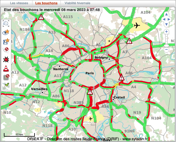 sanef_1077's tweet photo. #AvecVous 7h50 : déjà 386km de #bouchons sur les routes #franciliennes❗#Météo, #grèves, #perturbations dans les #transports, l'#InfoTrafic en #IDF, c'est sur 107.7 Ile-de-France. À retrouver sur : 
- Le 107.7 FM et le DAB+
- L'appli Sanef 107.7 IDF et https://t.co/JlcrqUrKx0 https://t.co/JyRP5Kuiun