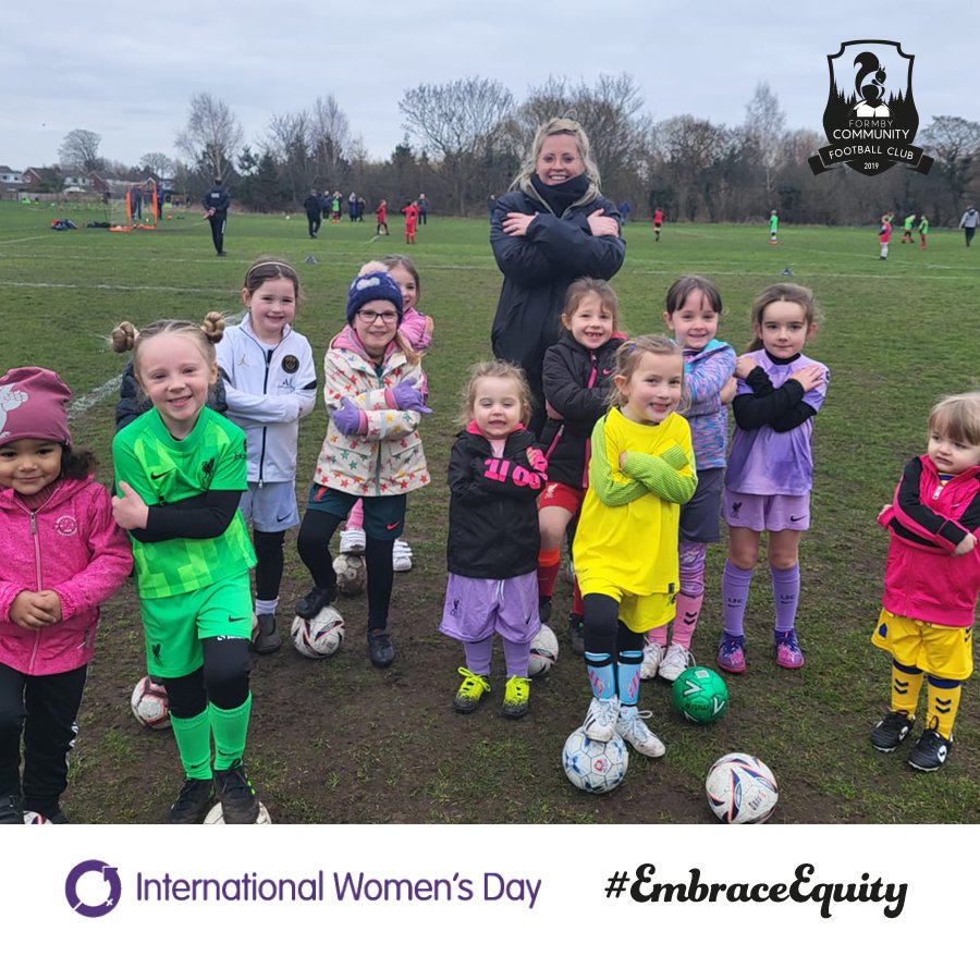 Happy  International Women's day from the smallest in our club! This year's theme is #EmbraceEquity, which is why we offer a clear  pathway to male and female from age 3 up to our experienced walking footballers. Look at those future @lionesses smiles! #InternationalWomensDay