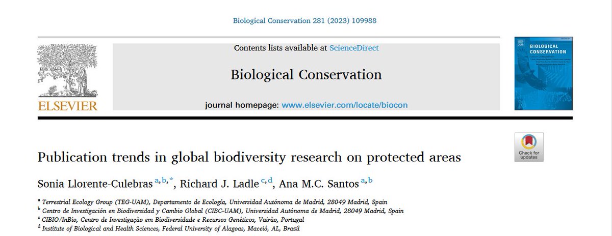 Guida_Santos7's tweet photo. Sonia Llorente-Culebras's 1st PhD paper is out!
We describe the publication trends of research done in protected areas worldwide. Few studies focus on Functional or Phylogenetic diversity, and there are taxonomic and geographic biases
#proudsupervisor

https://t.co/lcnSfEBFqa https://t.co/cpomzJx7YP