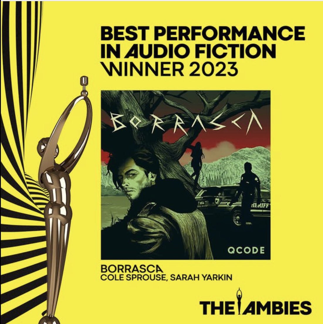 Frocktalk's tweet photo. So dang proud. #borrasca #colesprouse #sarahyarkin #ambieawards #qcode #qcodemedia #podcastacademy https://t.co/2asLr4xziC