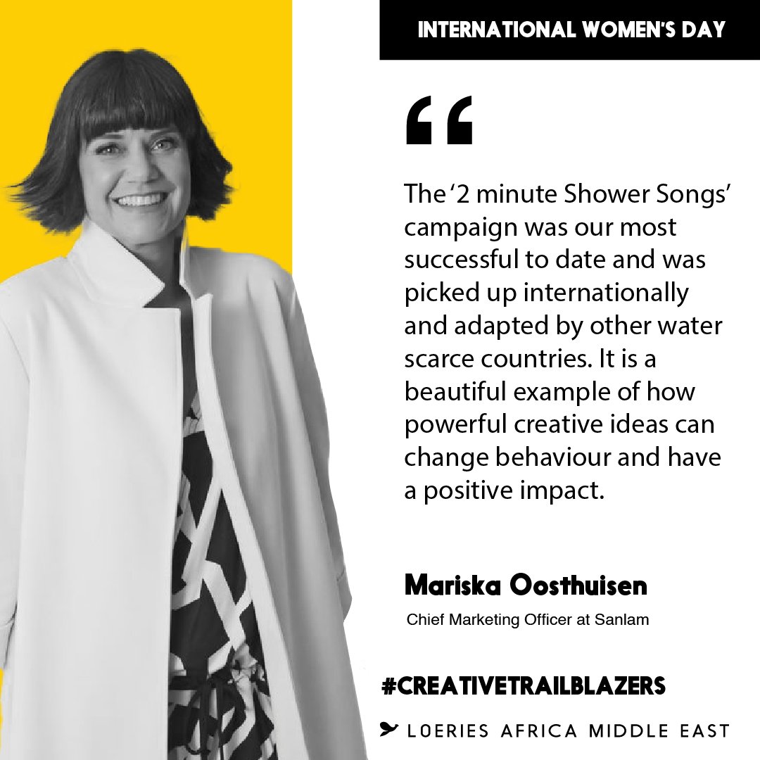 Celebrating #internationalwomensday by looking back at Mariska Oosthuizen's favourite Loeries winning moment. Campaign: 2-Minute Shower Songs #2MinShowerSongs #Sanlam #LivewithConfidence #Loeries2023 #Creativity