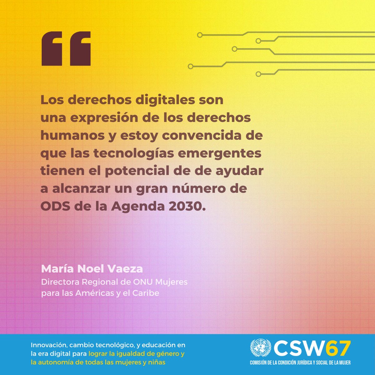WomenBcn's tweet photo. #8M2023 “Los derechos digitales son una expresión de los derechos humanos”.
—@mnvonumujeres​ @ONUMujeres  #CSW67 “Innovación, cambio tecnológico, y educación en la era digital para lograr la igualdad de género y la autonomía de todas las mujeres y niñas”.  #CerremosLaBrecha https://t.co/VAbnhEALJl