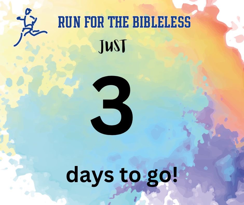 Only 3 days to go. I hope everyone has gotten enough training and is looking forward to the run/walk on Saturday 11th at Bunny Park. You can still register for your ticket here: wycliffe.org.za/r4tb.

#WycliffeSA 
#Bibletranslation
#RunfortheBibleless