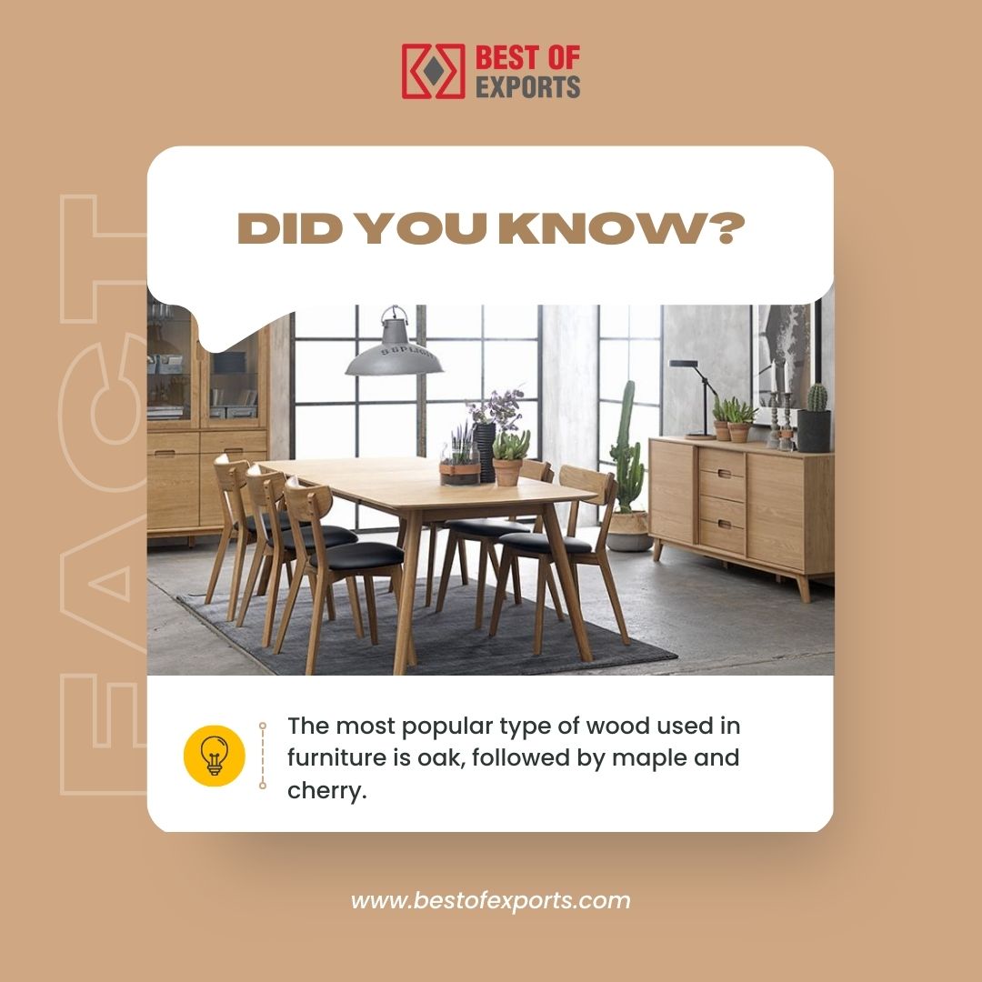 The most popular type of wood used in furniture is oak, followed by maple and cherry.

#furniture #woodenchair #madefortrade #bestofexports #cafefurniture #restaurantfurniture #hospitality #chair #wooden #diningtable #oakfurniture