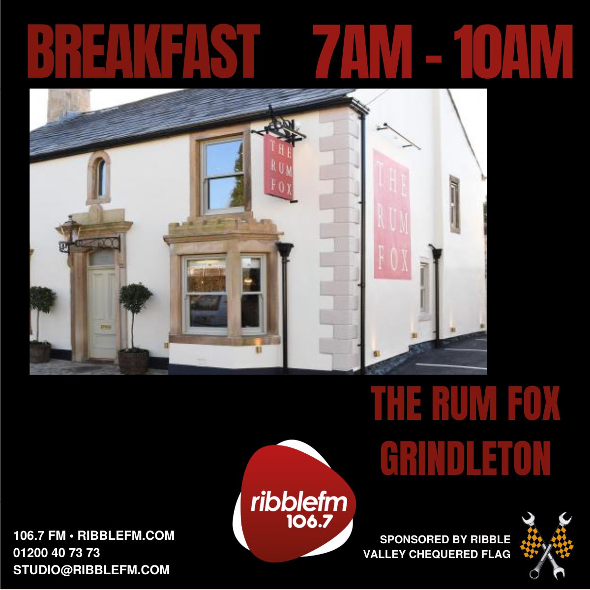 ribblefm's tweet photo. Morning from @markblackman #RibbleValley #BreakfastShow til 10am! Great music and local news all coming up... including good luck to Bob and the team at #TheRumFox #Grindleton who re-open today after many a months being closed! Looks amazing - more at https://t.co/5rFmJ8vWyh https://t.co/yKJoNMBlce