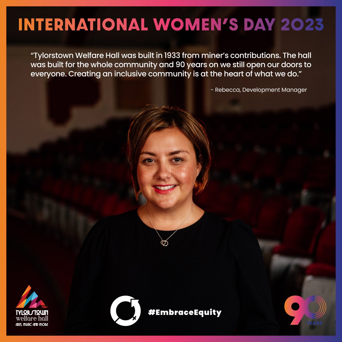 It’s #internationalwomensday2023 at Tylorstown Welfare Hall we want to fly the flag for a gender equal world. Here’s what Rebecca Sullivan, Development Manager has to say… 

#internationalwomensday  

#EmbraceEquity

#Responsiblebusiness