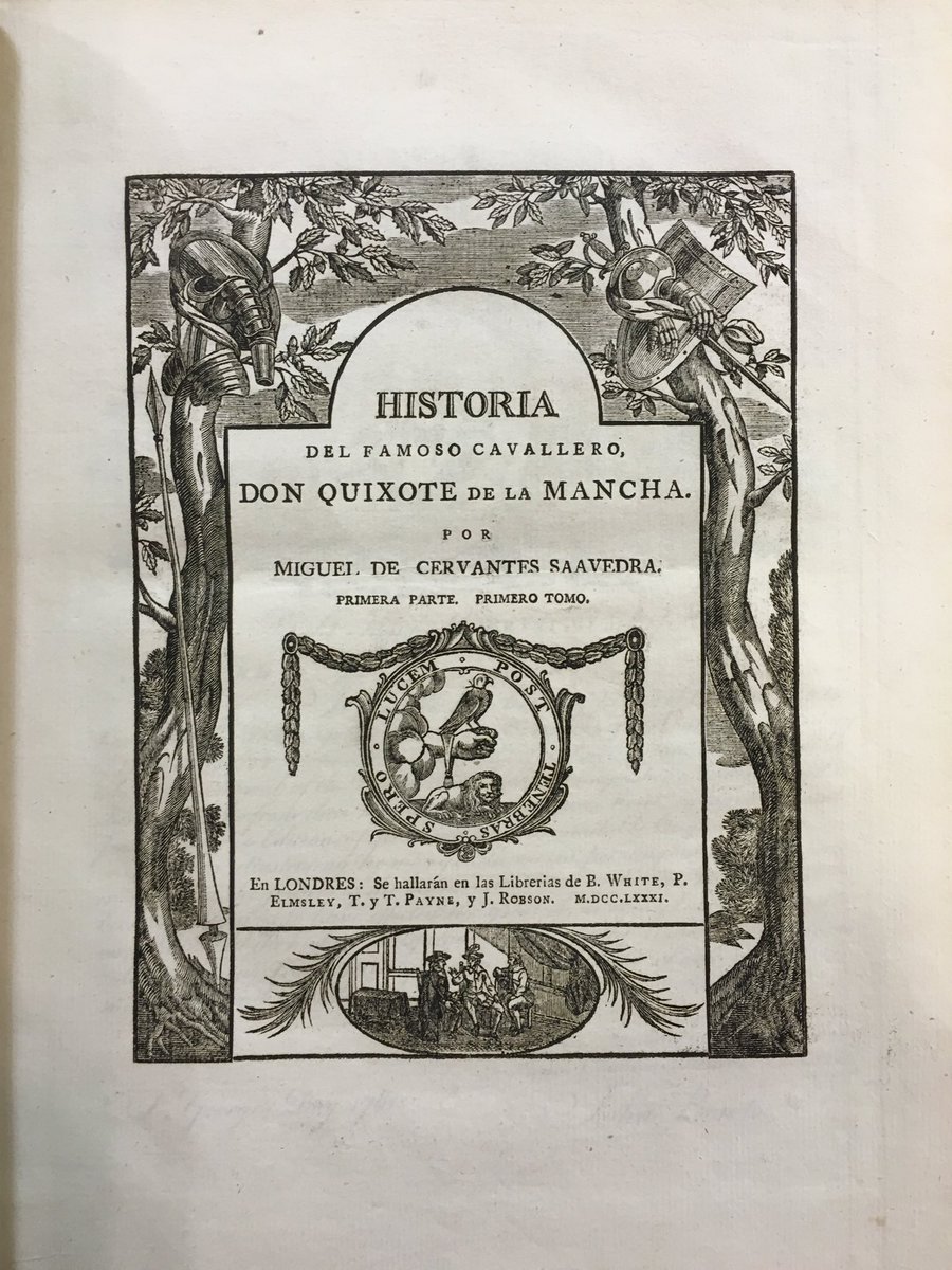 DrGSEspinosa's tweet photo. Portada y anteportada de la ‘Historia del famoso cavallero don Quixote de la Mancha’ (Londres, 1781), del reverendo sarisburiense Juan #Bowle, probablemente el primer gran hito del hispanismo británico https://t.co/OitSbVpTWb