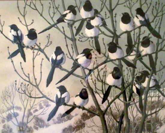 Magpies, Charles Frederick Tunnicliffe, 1901-1979. #GothicSpring #ofdarkandmacabre