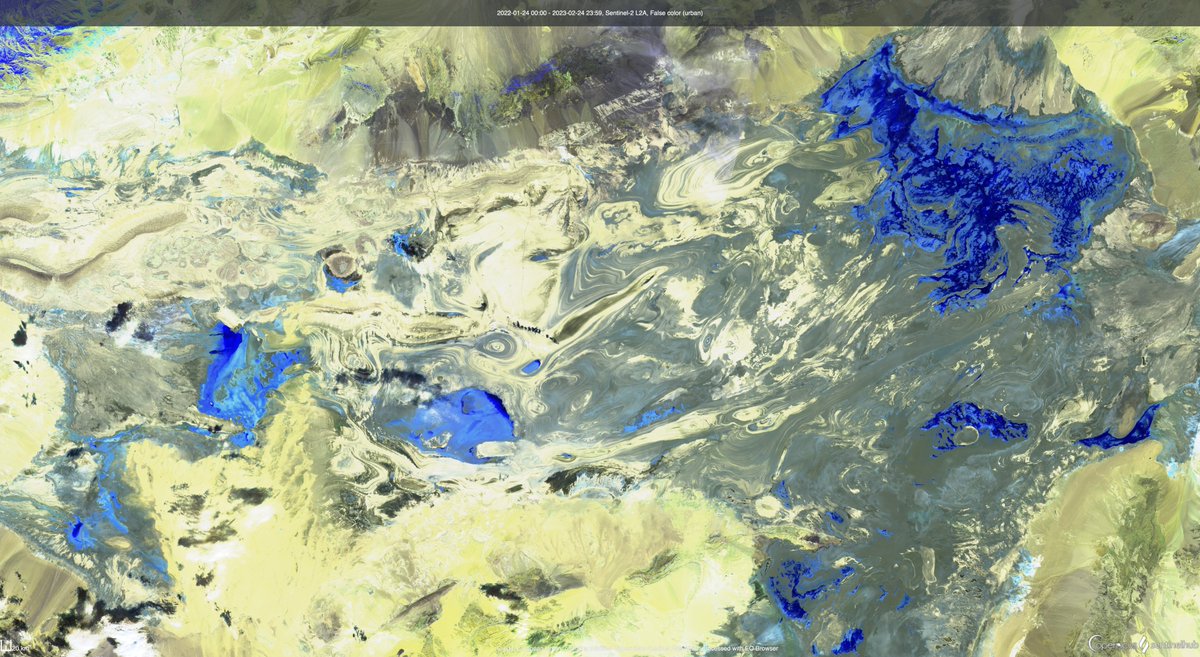 BahmaniSourena's tweet photo. Iran's Dasht-e-Kavir AKA Great Salt Desert, #RemoteSensingAsArt @CopernicusEU @sentinel_hub https://t.co/4zamWCHZt3