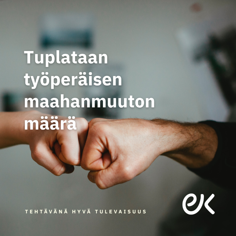 Elinkeinoelama's tweet photo. Tuplataan työperäisen maahanmuuton määrä seuraavan vaalikauden aikana!

@EtlaNews tänään julkaistu selvitys osoittaa, että työperäisen maahanmuuton suora vaikutus julkiseen talouteen on positiivinen kokoaikaisen työntekijän tulotasosta riippumatta. #vaalit2023