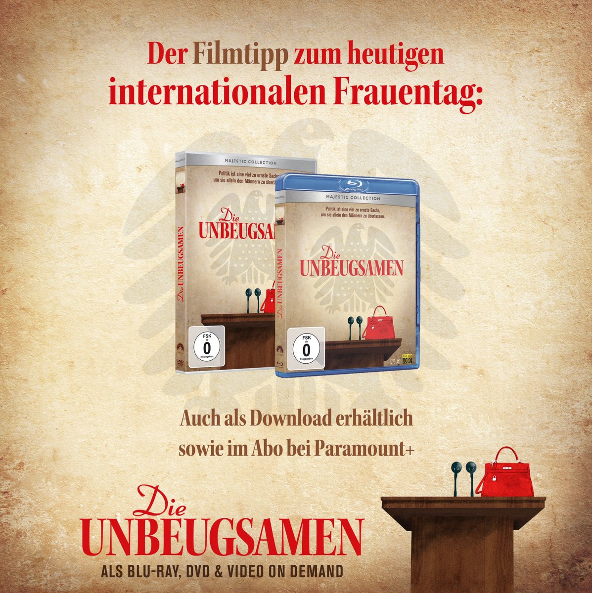 DIE UNBEUGSAMEN - als DVD, Blu-ray & VOD. (@unbeugsamenfilm) on Twitter photo "Politik ist eine viel zu ernste Sache, um sie allein den Männern zu überlassen." Käte Strobel
Der Filmtipp zum heutigen Internationalen #Frauentag:
DIE UNBEUGSAMEN - als DVD, Blu-ray & digital erhältlich sowie im Abo bei <a href="/paramountplus/">Paramount+</a>
#dieunbeugsamen
#gleichberechtigung "Politik ist eine viel zu ernste Sache, um sie allein den Männern zu überlassen." Käte Strobel
Der Filmtipp zum heutigen Internationalen #Frauentag:
DIE UNBEUGSAMEN - als DVD, Blu-ray & digital erhältlich sowie im Abo bei <a href="/paramountplus/">Paramount+</a>
#dieunbeugsamen
#gleichberechtigung
