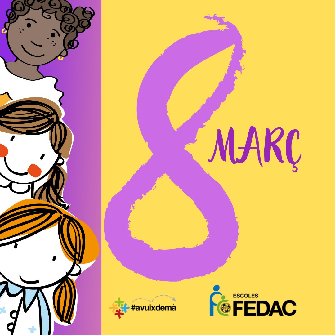 Volem nenes i dones empoderades, fortes, lluitadores i somiadores, que siguin qui vulguin ser i arribin on vulguin arribar! 💪 🚺
#8M #DiaDeLaDona #8març #coeducació #escolesFEDAC #avuixdemà #FemBategarElMón 💙💚