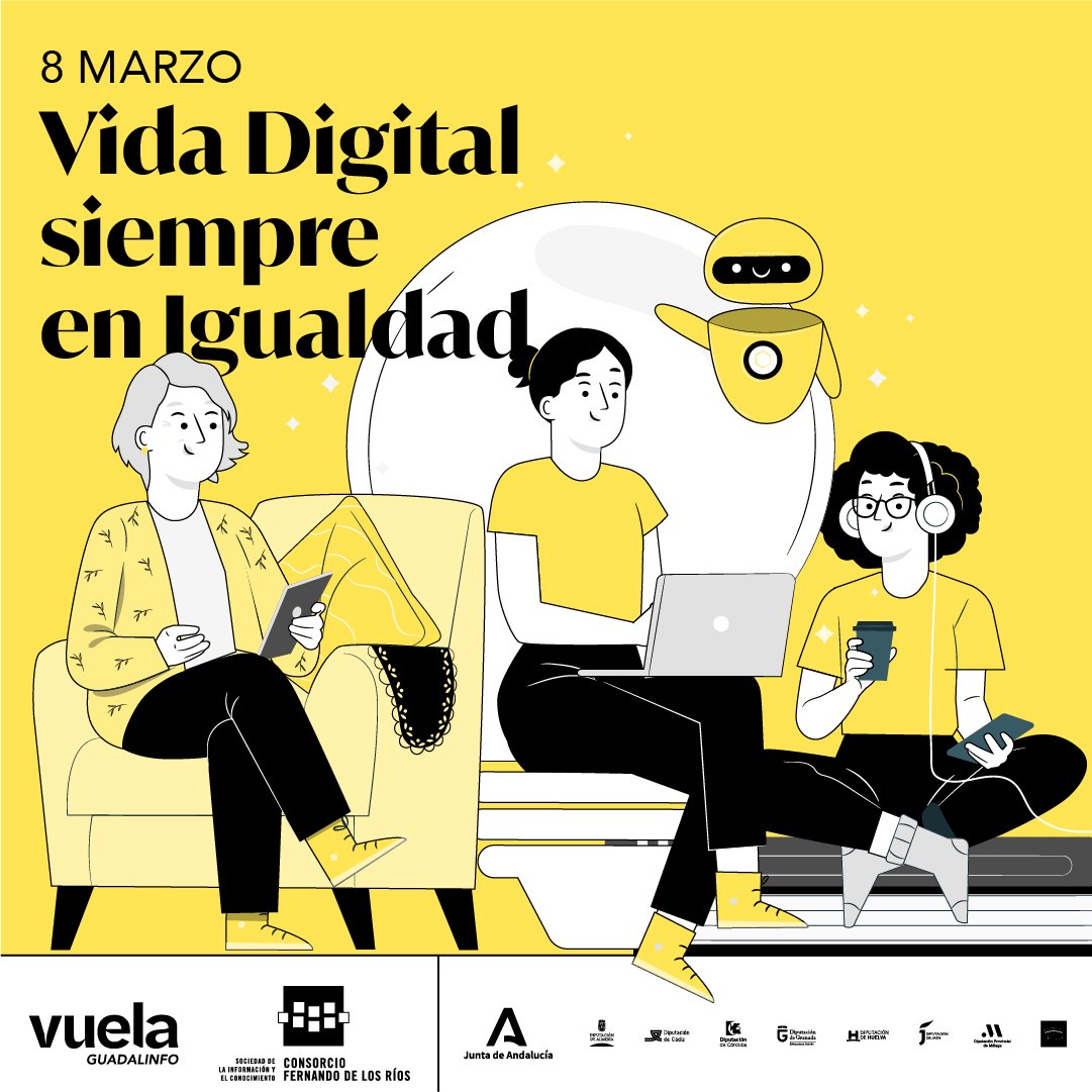 🗓️💪 #8M2023 
💜 #Vidadigital siempre en #Igualdad para seguir avanzando
🟨 #VuelaGuadalinfo