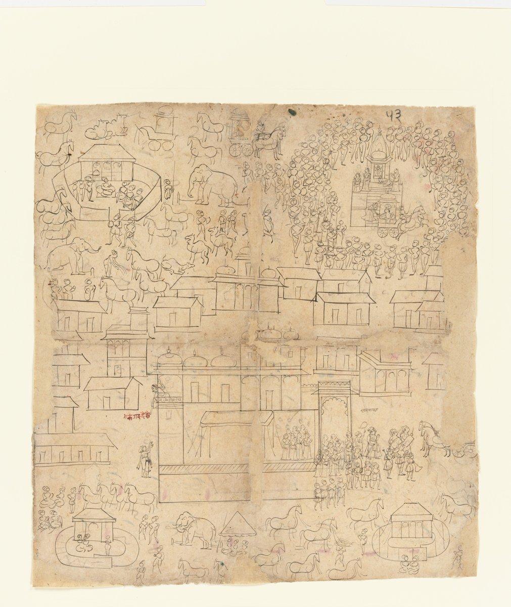 kaigabot's tweet photo. Title: Cityscape
Date:18th–19th century
Artist: , India (Rajasthan), Ink on paper, 
{''}

By: https://t.co/90hfaNHZd2 https://t.co/bUZ0JbGnIe