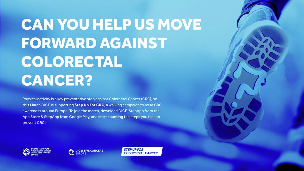 dice_europe's tweet image. It’s #ECCAM2023! Finding colorectal cancer (#CRC) early is crucial for saving lives. Join our campaign and share – it could save lives!

#StepUpforCRC by downloading DiCE-StepApp on Google &amp;amp; App stores!

👉 ECCAM2023.digestivecancers.eu
#cancerprevention #cancerscreening @GlobalCRC