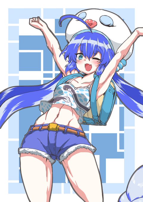 #ウナちゃんウキウキウェンズデー 
今日のホットパンツ幼児柄タンクトップランドセルです 