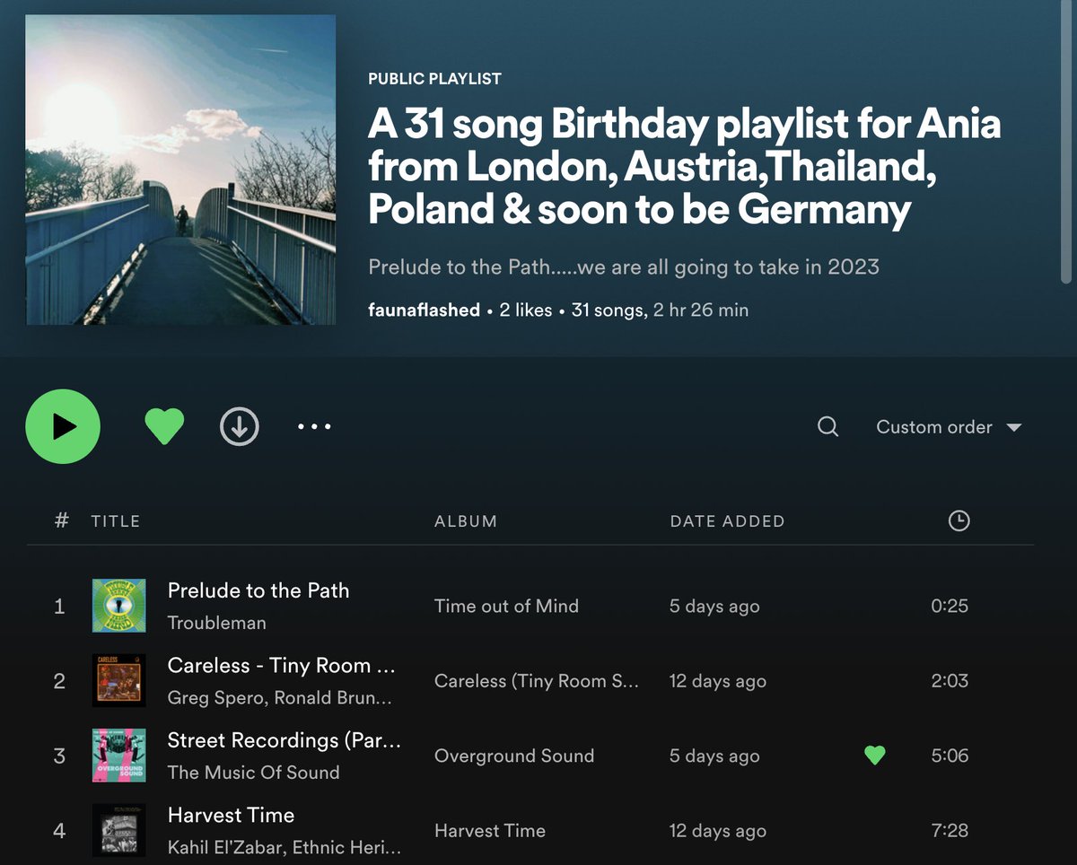 Big thank you to #faunaflashed for adding us to the Birthday Playlist for Ania on @spotify. Great to be alongside so many cool artists.
open.spotify.com/playlist/6S29i…