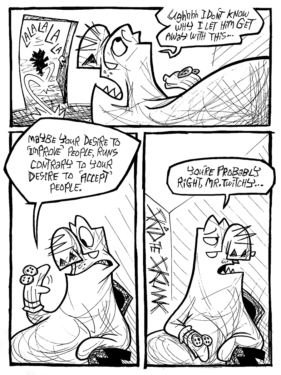 SkidSkunk's tweet photo. (2/2) #skidtheskunk #webcomic #cartoons #comics #comicstrips #traditionalart #ink #blackandwhite #skunk #therapy #elephantseal #puppet #infantilization #regression https://t.co/TESruyEV0D