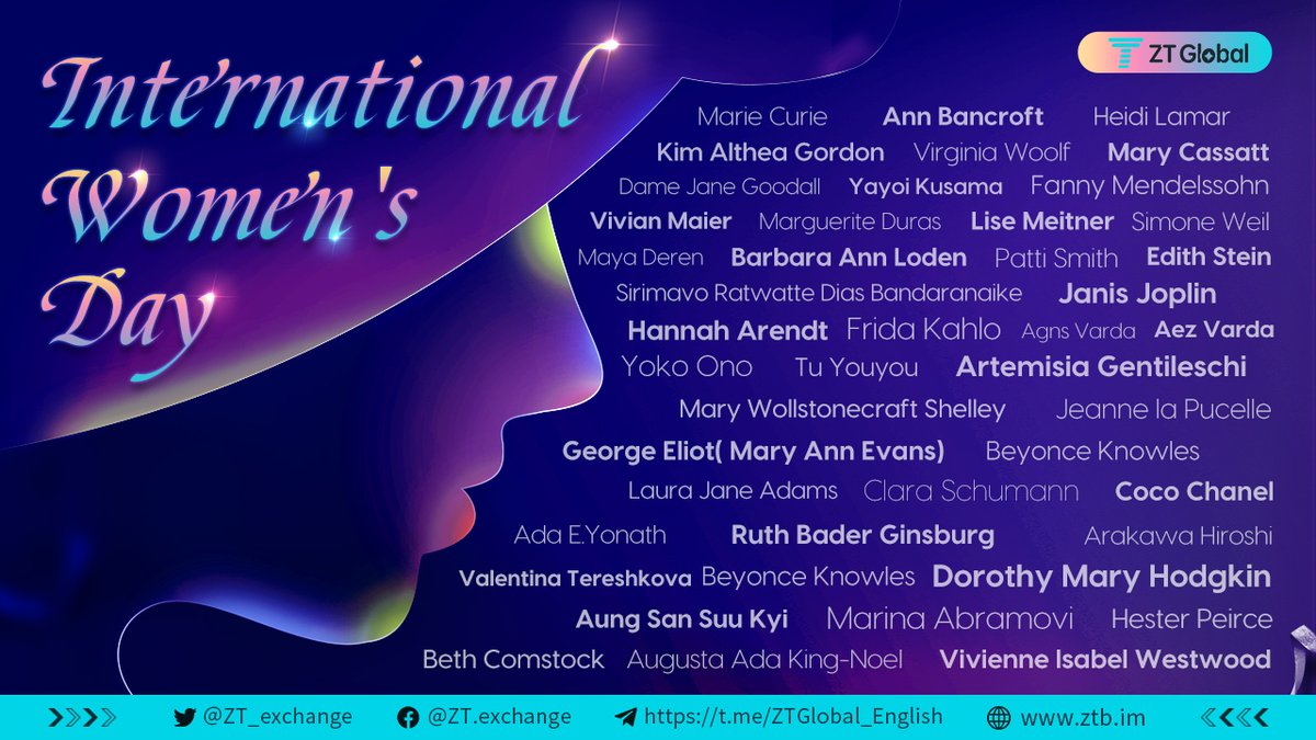 ZT_exchange's tweet photo. 💃#HappyWomensDay2023🙌
Women have always been independent, confident and optimistic!

✅ Follow &amp; ❤️
✅ 🔄 &amp; @ 3 frds
✅Comment with your best wishes
✅Join official English TG👉https://t.co/0ykdmard9c

💎5 ppl * 38 $ZTB
⏰Valid for 24 hours

#IWD2023 #Airdrop #EVENT #ZT https://t.co/Cjz1MEVbOv