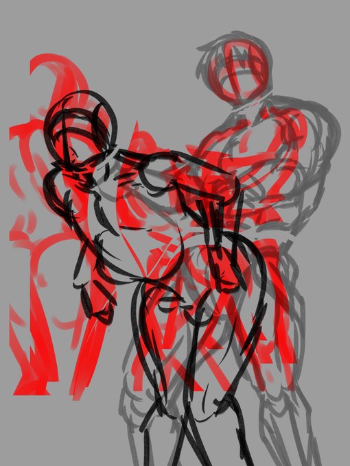 牝堕ち太一のSkebラフすぎるラフ。魚籃さんのゴブリン立ちバックが好きなので見ながら描いとる。 